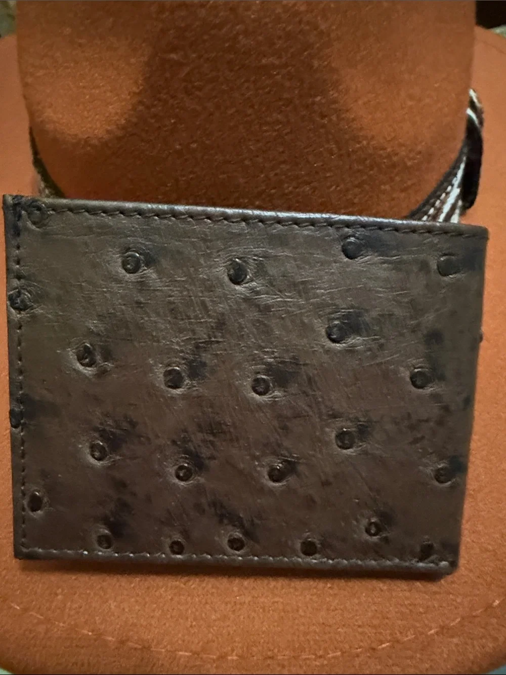 JRC & Sons Brown Ostrich Embossed Leather Wallet